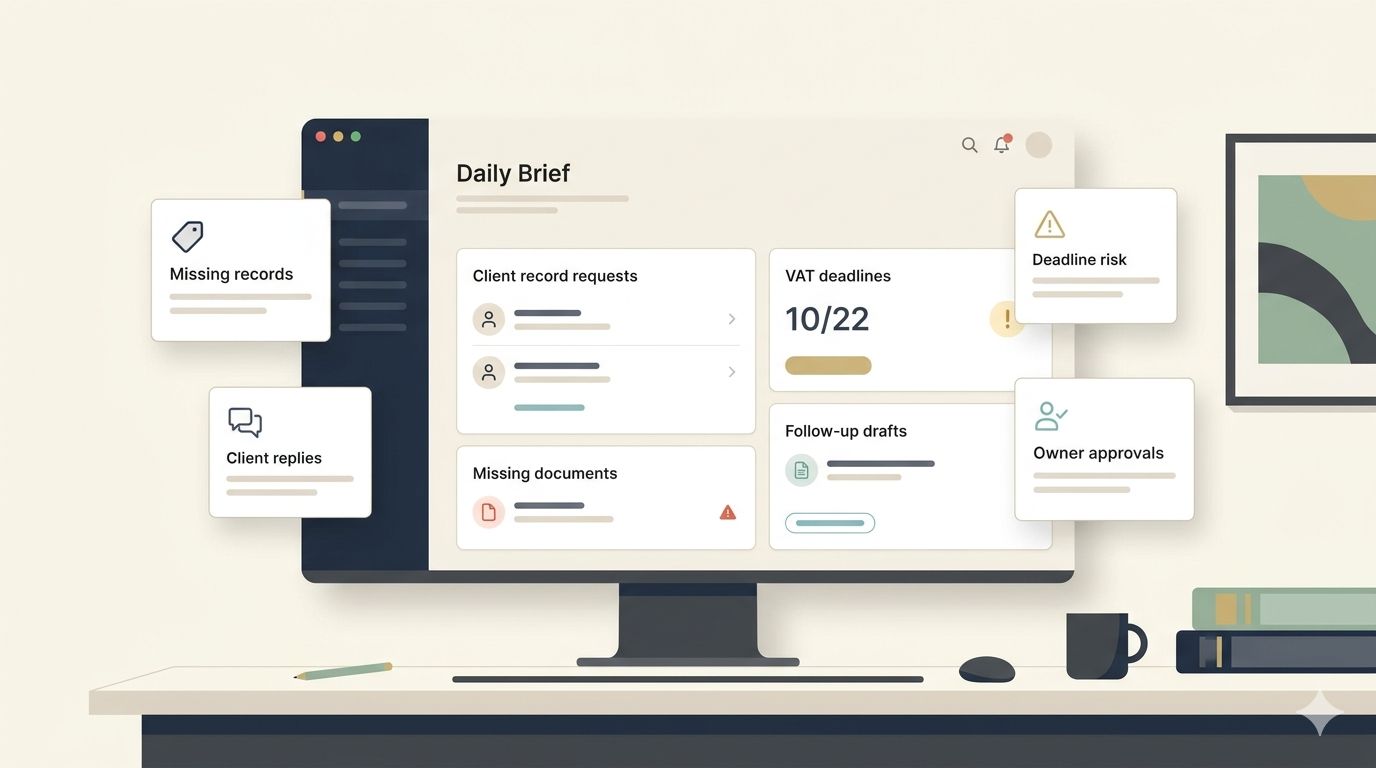 A polished daily brief dashboard for Admin Chief