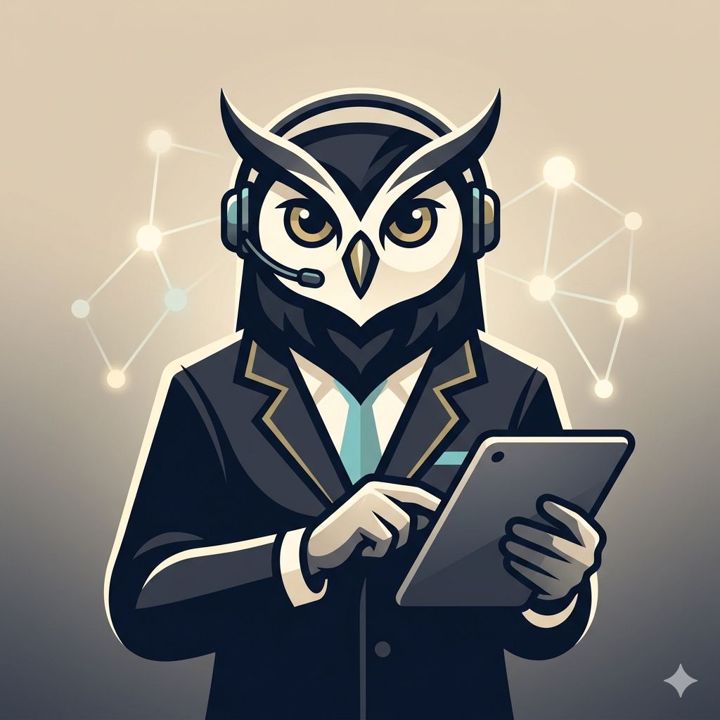 Admin Chief owl-like operator mascot